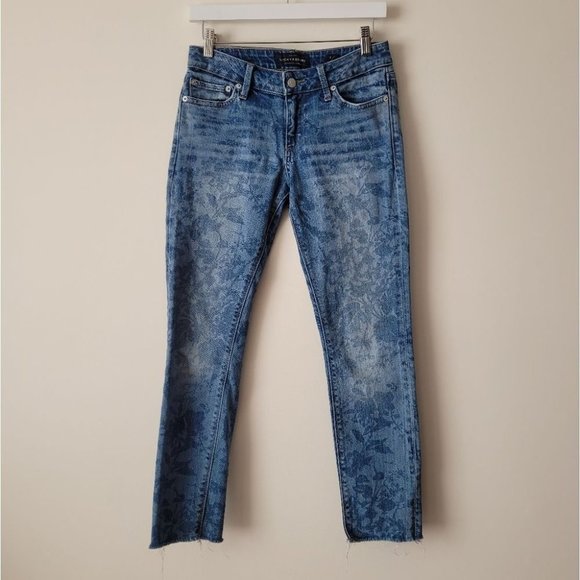 LUCKY Brand Lolita Mid Rise Skinny Jeans All Over Floral Acid Wash Size 2 / 26 - Picture 3 of 13